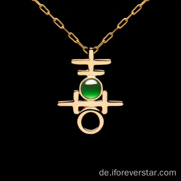 18k echter Goldschmuck Natural Jadeit Jade Anhänger